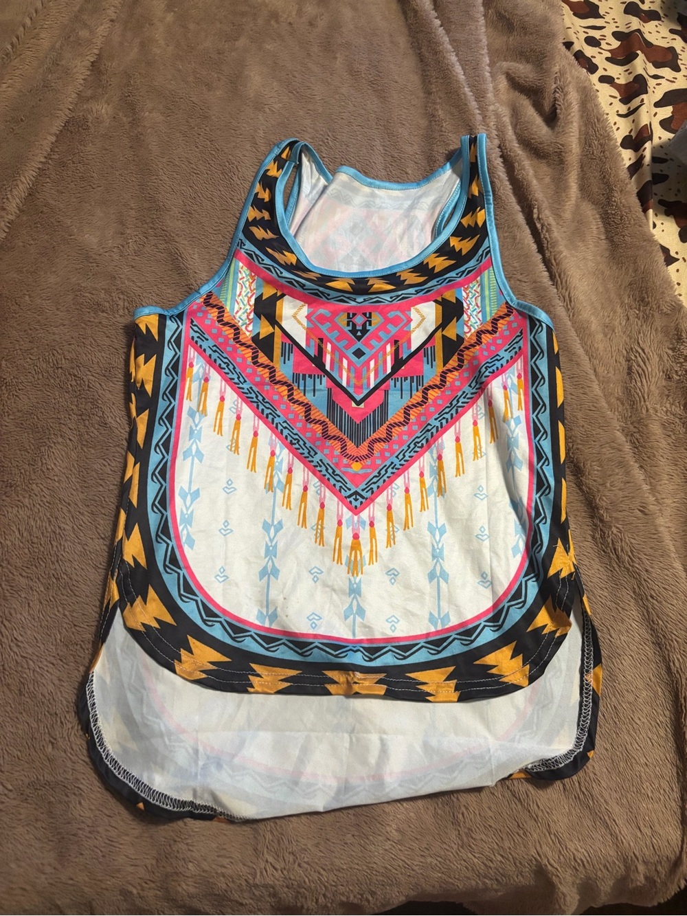 Boho Geo Print Racerback Tank Top - Multicolor new